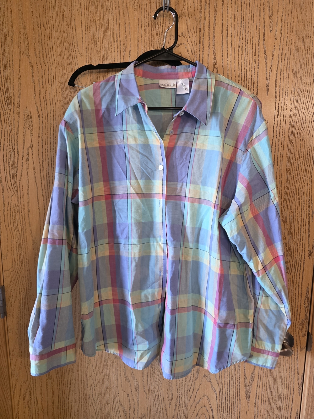 Koret Multicolor Plaid Button-Up Shirt in Pink, Blue & Green